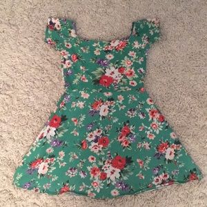 Flower print off the shoulder dress